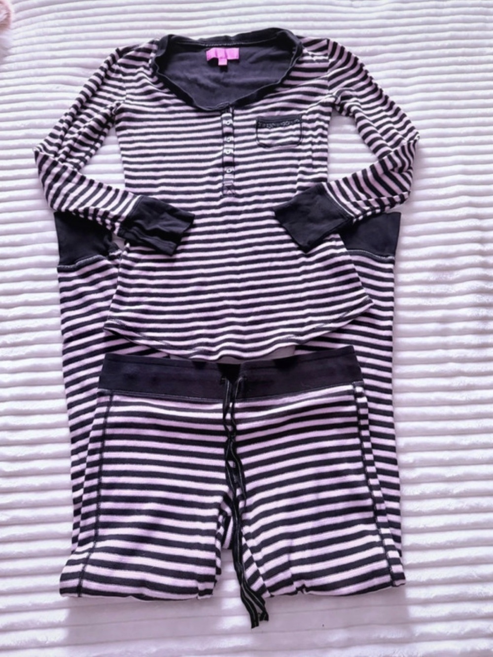Vintage Victoria’s Secret pink and black striped lounge/night set